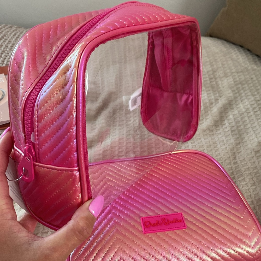 Pink and Clear Chrome Cosmetic Bags - Picture 5 of 6